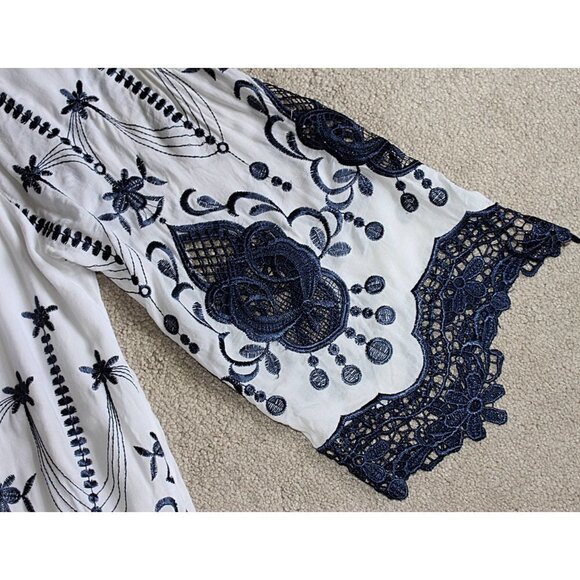 Le Marais Paris - Silk Embroidered Swim Cover or Tunic, Oversized Medium - Picture 7 of 10